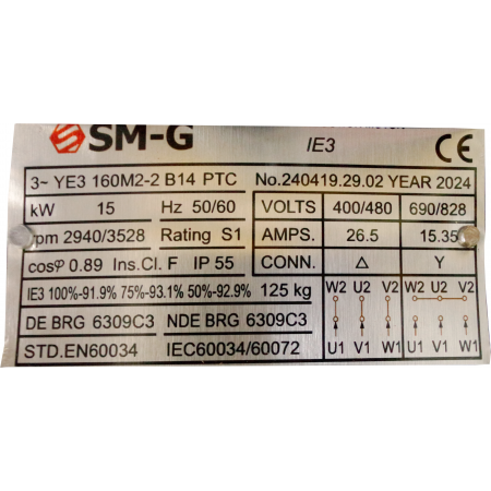 SILNIK ELEKTRYCZNY 15kW 400/690V 2940 obr 3FAZOWY